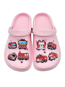 20pcs Fire Truck Theme Crocs Shoe Charms, PVC Material, Fits Hole Shoes Sandals, Multi-Purpose Party Dance Decorations, Shoe Accessories