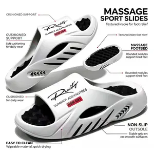 Men's Non-Slip EVA Cushioned Massage Cloud Slides - Sport Slippers with Massaging Sole, Casual Indoor-Outdoor Walking Footwear for Summer Beach Shower Dance