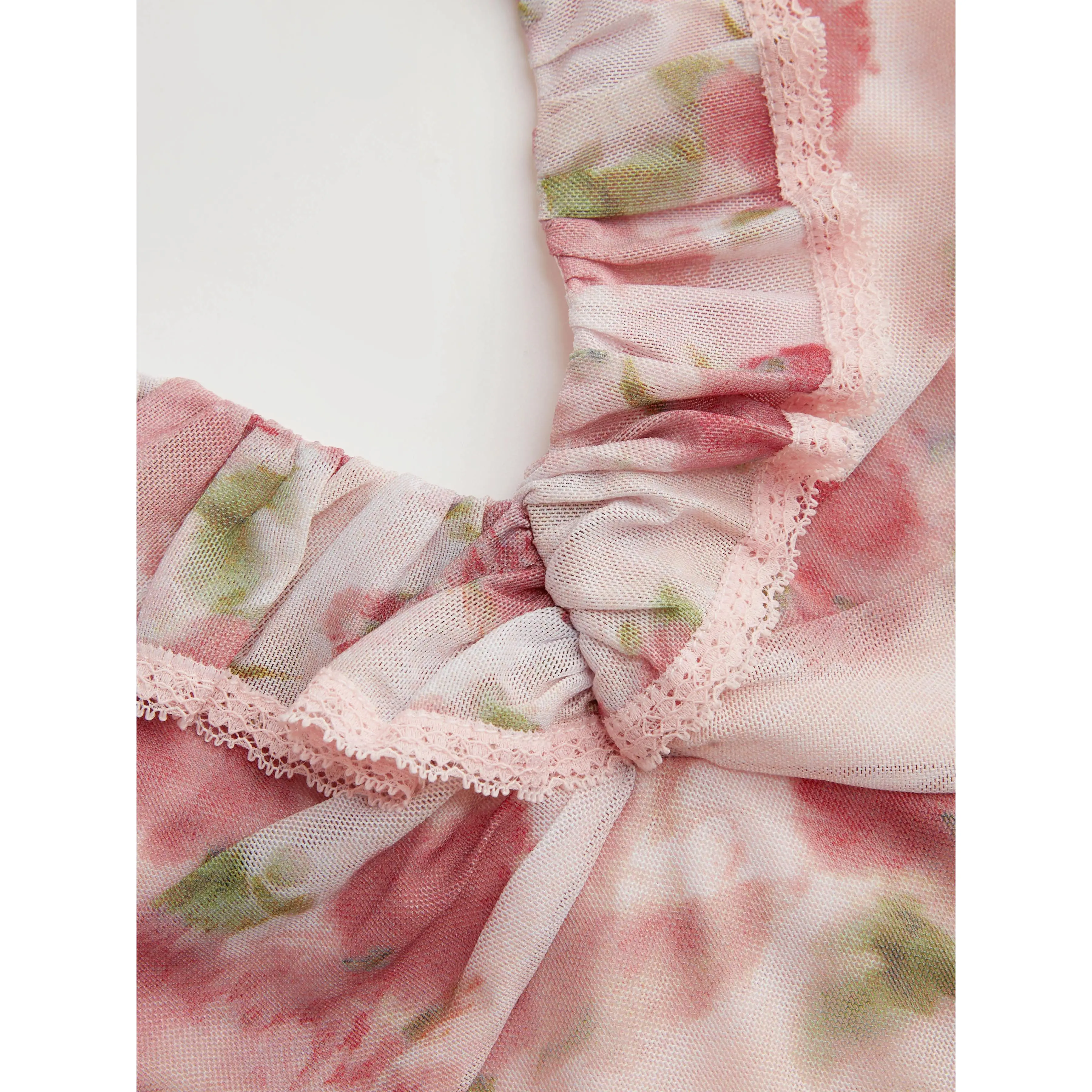 Cider Halter Neckline Floral Ruched Lace Trim Ruffle Maxi Dress SwimWeek -  TikTok Shop