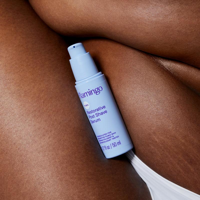 Flamingo Pubic Restorative Post Shave Serum with Oat Extract, Ceramides, and Apple Extract | Soothing, Calming Sensitive Skin | Gentle Aftershave