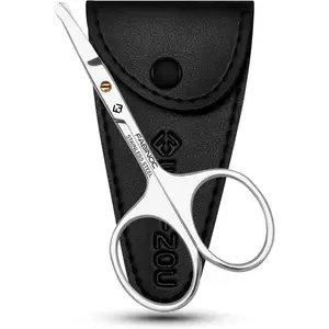 Nose Hair Scissors for Men & Mustache Scissors with Round Tip Professional Eyebrow Scissors for Safe Facial Hair Grooming and Trimming (Nose-Straight)