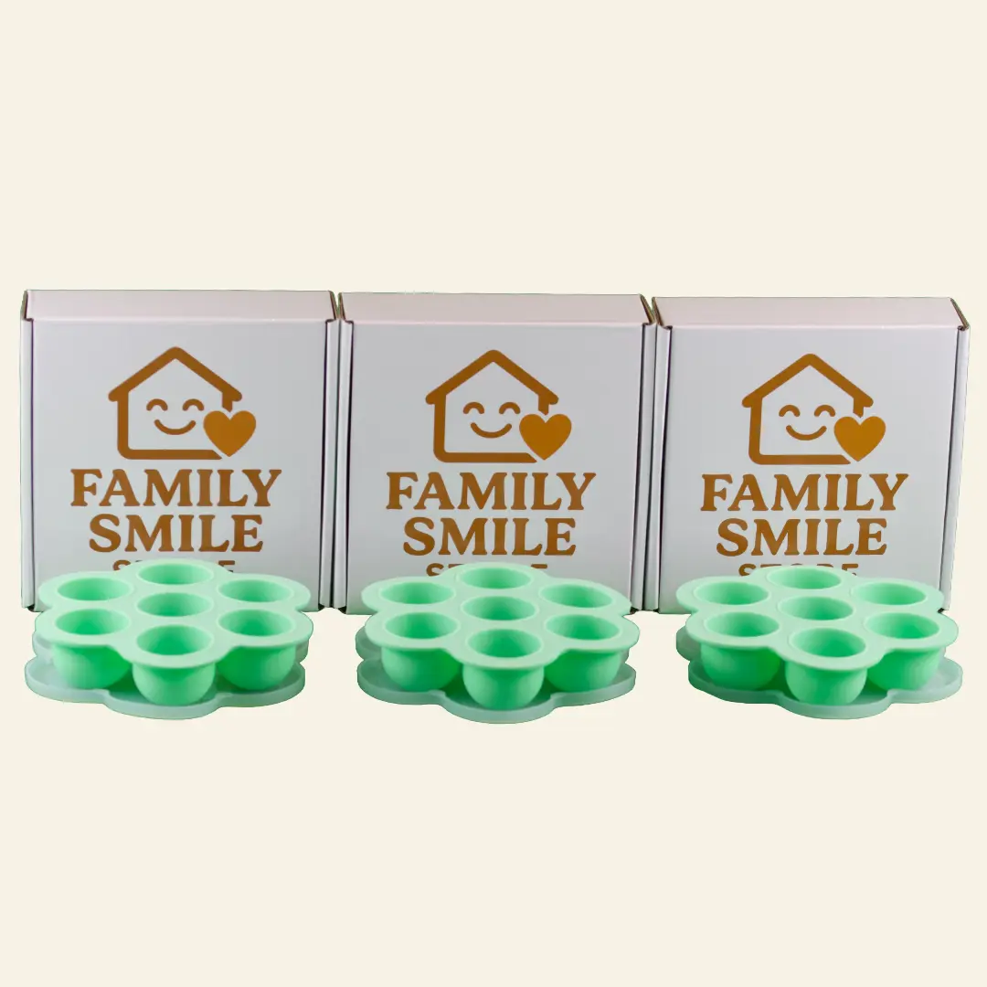️Family Smile Universe Silicone Egg Bite Mold with Lid, Breakfast Meal Prep Mold for Egg Bites, Muffins, Baby Food and Frozen Treats, 3 Pack