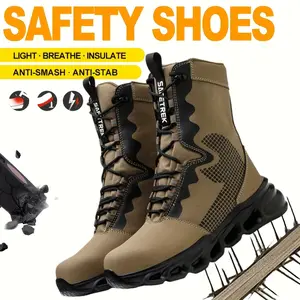 Men's Steel Toe Boots,Anti-smashing & Anti-piercing Safety Boots,Waterproof Steel Toe Trainers,Comfortable and Fatigue-free Standing Shoes