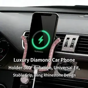 2026 New Rhinestone Car Vent Phone Holder, Cell Phone Mount, Universal Car Mount, Multi-Functional Extensible Card Slot, Sparkling Seatbelt Mount, Fits All Sizes, Navigation & Streaming, Car Cellphone Mount, Car Phone Stand