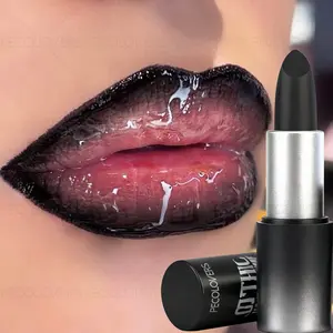 1PC Long-lasting Matte Black Lipstick - Makeup, Rich Gothic Style, Rich Color, Bold Lip Color, Non-stick Cup, Waterproof, Exquisite and Compact, Suitable for Music Festivals, New Year Gifts, Waterproof Longlasting