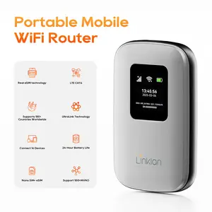 LINKLAN 2026 Portable WiFi Hotspot-eSIM Global WiFi Hotspot,LTE Mobile 300Mbps , Dual-band, LED Display No SIMCard/Contract Needed, 16Devices,180+ Countries, for Car, RV, & Outdoor[Free 5GB US Data]