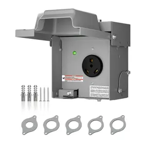 30 Amp RV Power Outlet Box, 125V Enclosed Lockable NEMA TT-30R Box, Weatherproof Outdoor Electrical Receptacle Panel with Power  for RV Camper Travel Trailer Motorhome, ETL Listed