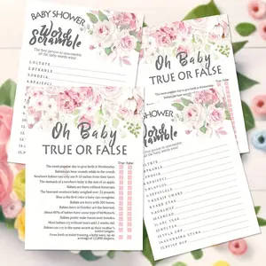 40pcs Baby Shower Games For Girls, 20 Word Scramble For Baby Shower Ideas, 20 True Or False Baby Shower Game, Fun Baby Shower Games, Baby Shower Party Supplies, Shower Favors