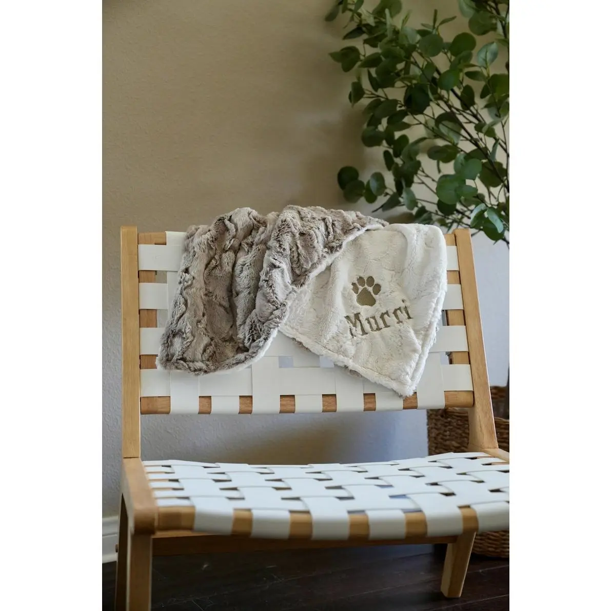 Personalized Wild Rabbit Sandshell dog Blanket, Brown Beige Dog Blanket, Paw Puppy Blanket, Personalized Dog Blanket