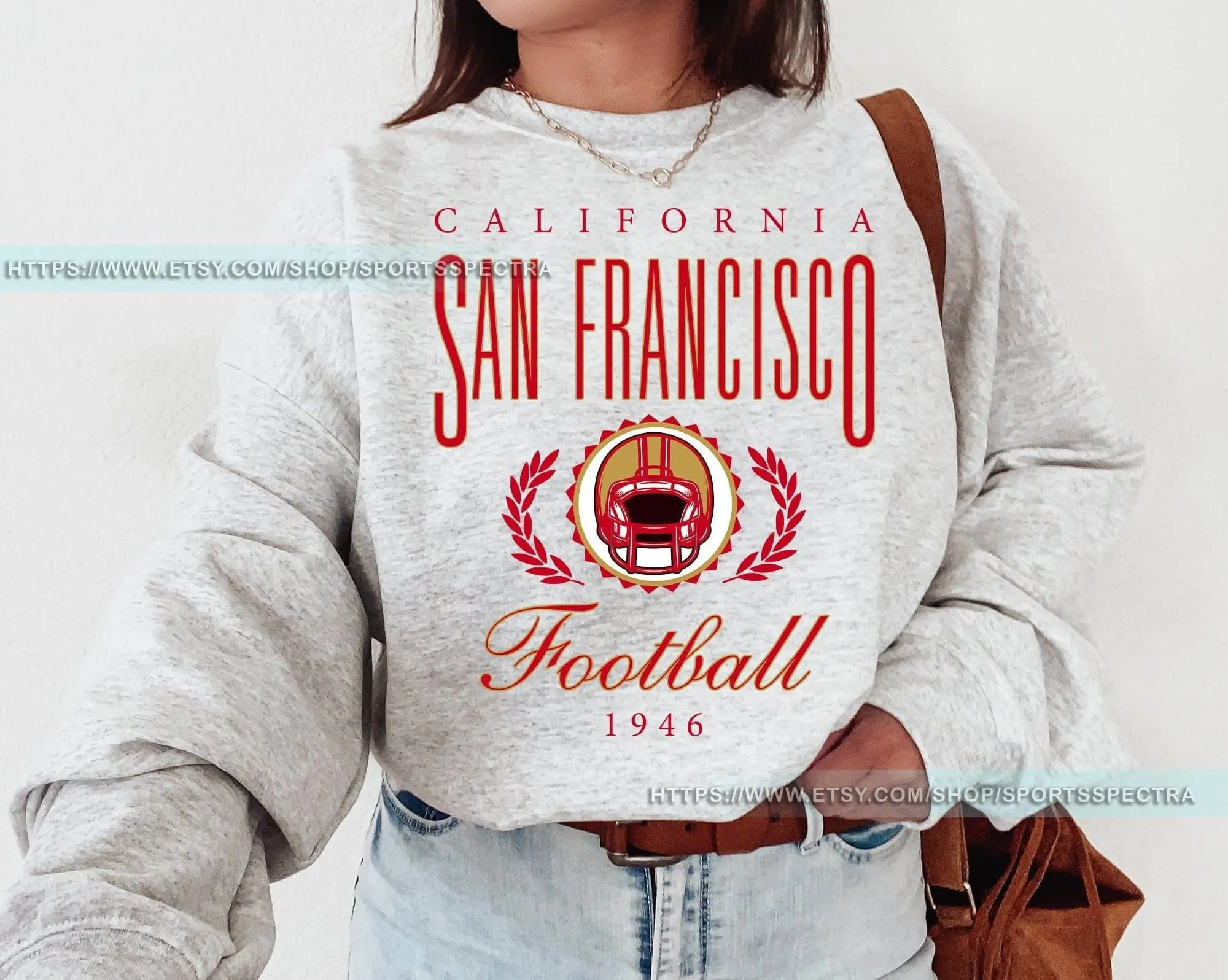 [Sale Up To 50%] San Francisco Football 49 Vintage Sweatshirt, San Francisco Football Sweater, San Francisco Football Crewneck