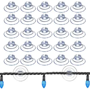 Christmas Light Suction Cups 1 1/5" Holiday Suction Cup Hooks Holder for Hanging Christmas Light String Decoration No Tools Required (100 Pieces)