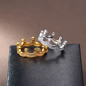 Findchic Princess Crown Ring Engagemnet Valentines Gift Simple CZ Crown Ring For Women Men Girlfriend Boyfriend