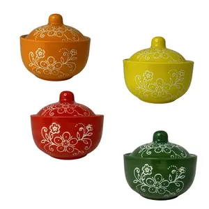 2 Sets Ceramic Soup Bowls with Lids, Durable Kitchenware, High-Value Steamer Cups for Cooking Soups, Desserts, Cereals, Dishwasher & Oven Safe