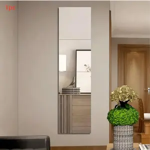 Full-Length Self-Stick Wall Mirror Acrylic, All Reflective Privacy Frameless Mirror for Bedroom Gym Bathroom, Modern Home Decor