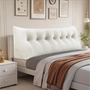 Headboard Pillow,Bed Wedge Pillow for Headboard,Headboards Wedge Pillow Queen,Bed Bolster Cushion Headboards with Removable Cover,Suitable for Sitting and Sleeping(White,Size:76x8x20