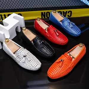 Men's Fish Scale Effect Tassel Loafer Shoes Moccasins, Casual Non-slip Slip On Shoes, Men's Shoes, Spring And Summer