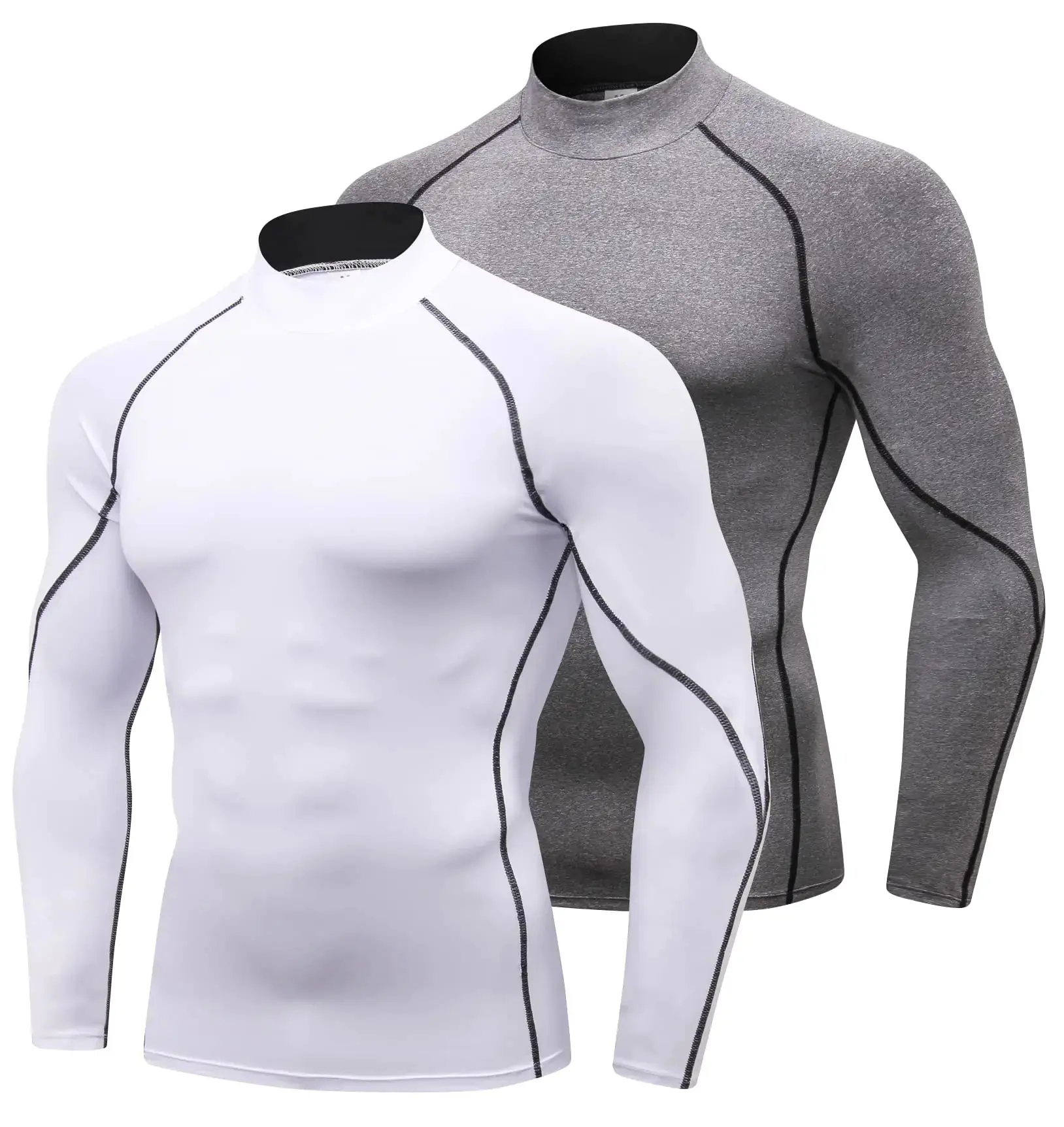 Menswearer Long Sleeve Compression Shirts Breathable Stretchy Fabric Moisture Wicking UV Sun Protection UPF 50+ Multifunctional Ergonomic Design