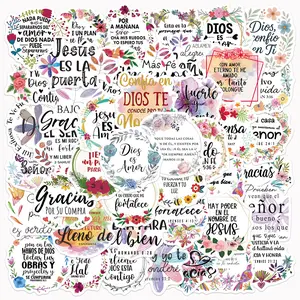 50pcs Spanish Motivational Text Series Stickers, Suitable for Faith-based Designs Such As Scrapbooks, Diaries, Laptops, Water Bottles, Cars, Truck Car Decal, Side Decals, Etc., with Positive Messages As Gifts
