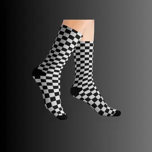 Checkered Pattern Sublimation Socks. Fun, Comfy, Stylish Gifts, & Everyday Fashions - Soft Print Fit Style - Womenswear Unisex Comfortable