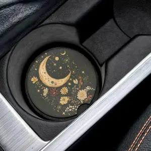 Sun & Moon Soapstone Car Coaster: Celestial Boho Decor