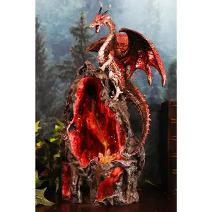 Ebros Sapphire Dragon On LED Light Crystal Mountain Backflow Incense Burner Figurine