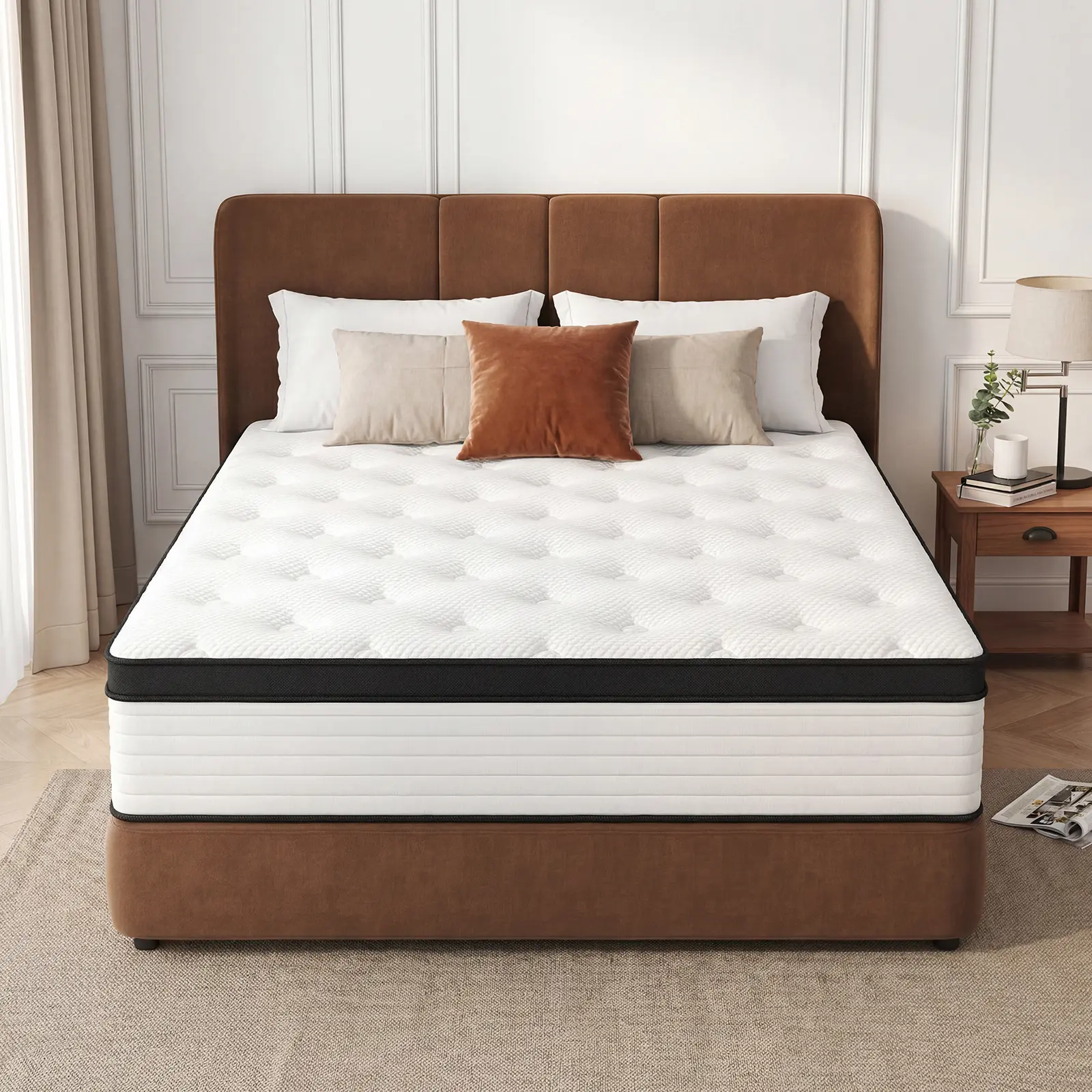 Full Size Hybrid Mattress 14 Inch, Memory Foam and Pocketed Innerspring Hybrid Mattress, Medium for Back Pain Relief & Side Sleepers, Low Motion Transfer, Fiberglass-Free