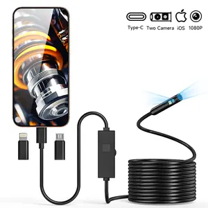 Lewiirobxx Dual Lens Endoscope Camera for iPhone & Android, 1920P HD Borescope with Light, IP67 Waterproof Snake Camera for Car Repair, Plumbing & Sewer Inspection (16.4ft)