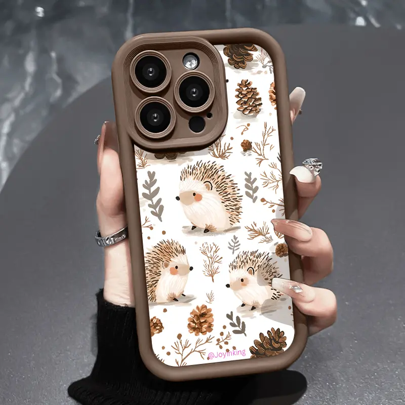 Cartoon Cute Hedgehog Pattern TPU Phone Case for iPhone 16 15 14 Pro Max 13 12 11 XR XS Plus Shockproof Drop Protection Rugged Durable Silicone Cover Cellphone Protective