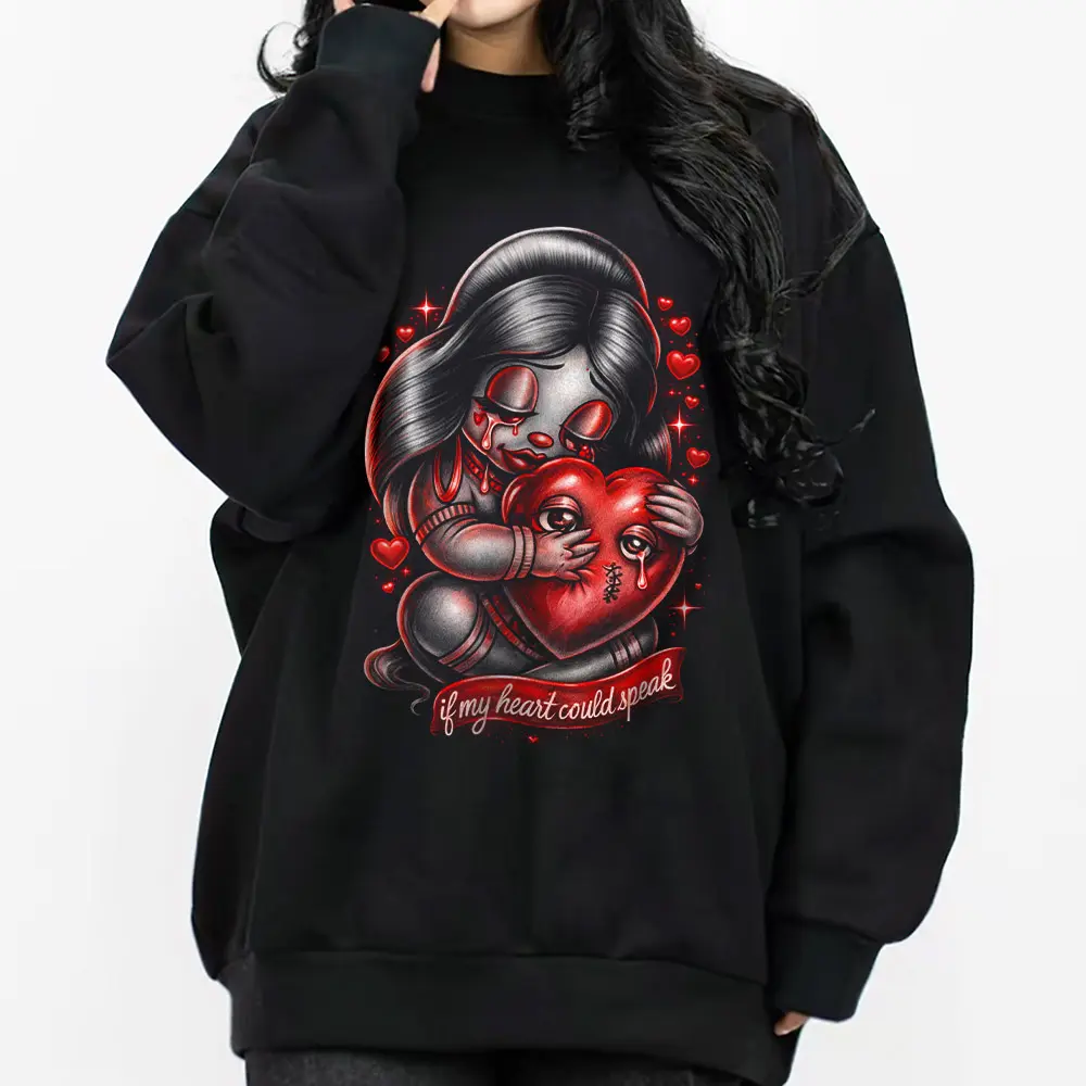 Sad Girl Chicano Coulpe Clothes Chicana Style Valentine Day Gift Unisex Hoodie Medium Heavy Sweatshirt T Shirt for Men & Women Full Size S-5XL