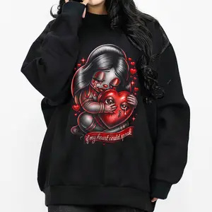 Sad Girl Chicano Coulpe Clothes Chicana Style Valentine Day Gift Unisex Hoodie Medium Heavy Sweatshirt T Shirt for Men & Women Full Size S-5XL