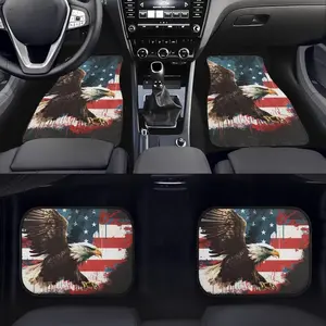American Eagle car floor mat set, including 4 carpets, with an American flag design, suitable for a variety of models - car interior and patriotic decoration