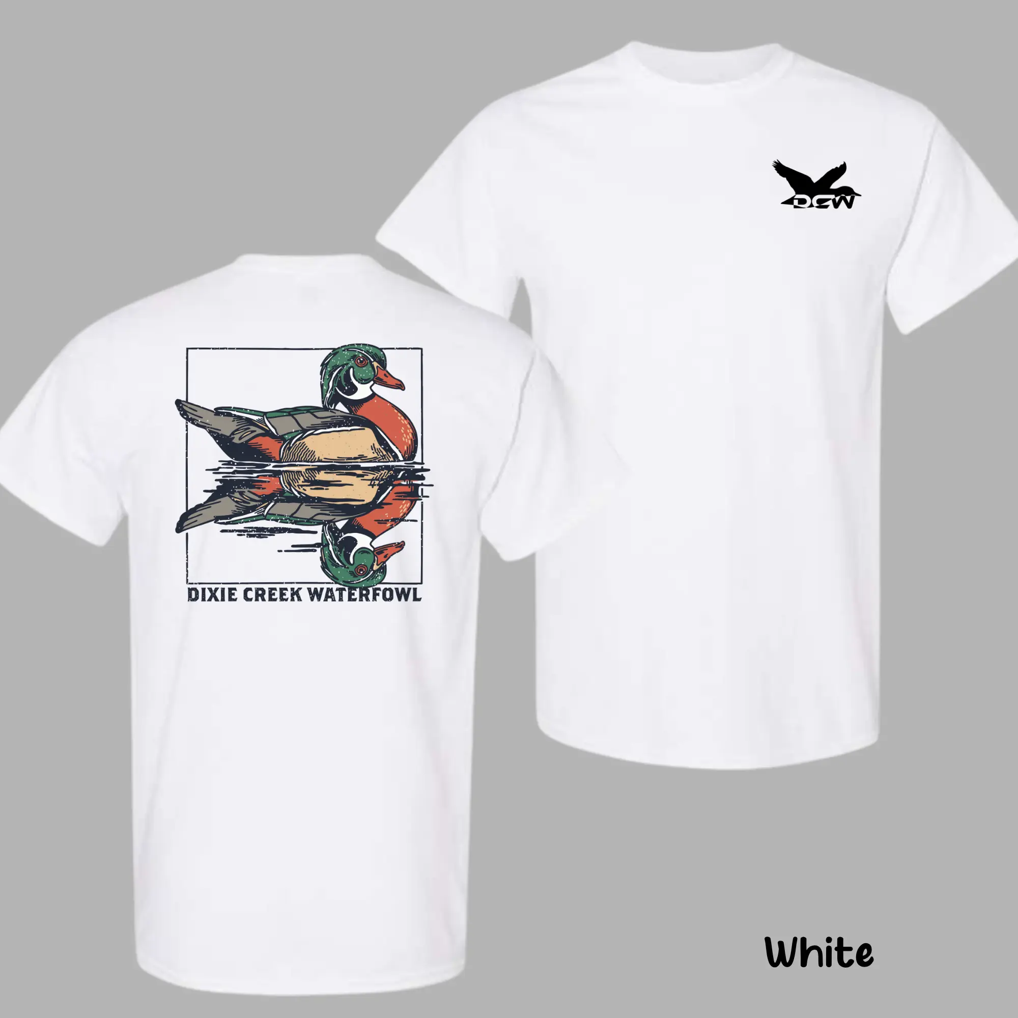 Dixie Creek Waterfowl Wood Duck T-Shirt, Duck Hunting Graphic Tee, Retro Casual Wear For Outdoor Enthusiasts, Gift For Men Women