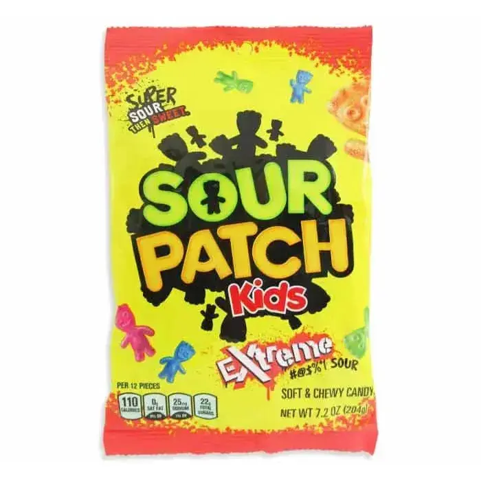 Sour Patch Kids Extreme Sours Peg Bags: 12-Piece Case Sour Patch Kids Extreme Sours Peg Bags: 12-Piece Case