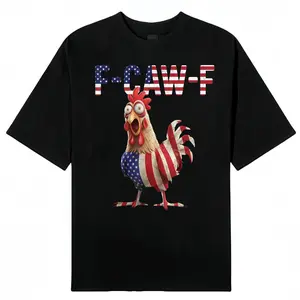 Funny F-Caw-F Chicken Quote Rooster Meme USA Flag T-Shirt