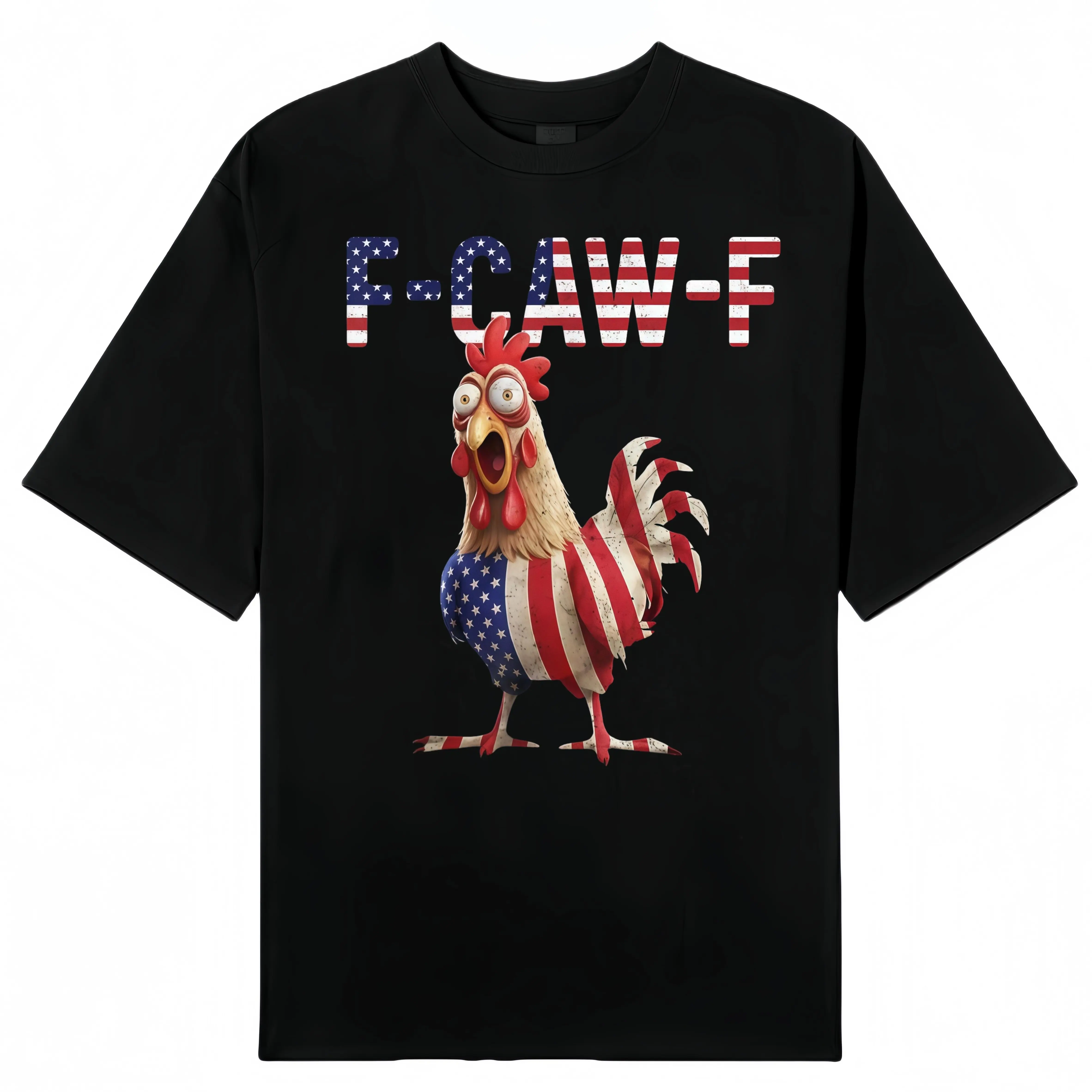 Funny F-Caw-F Chicken Quote Rooster Meme USA Flag T-Shirt