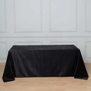 Premium Velvet Rectangle Tablecloth 90"x132" Black - Soft Textured Feel Luxe Reusable Seamless Table Cover