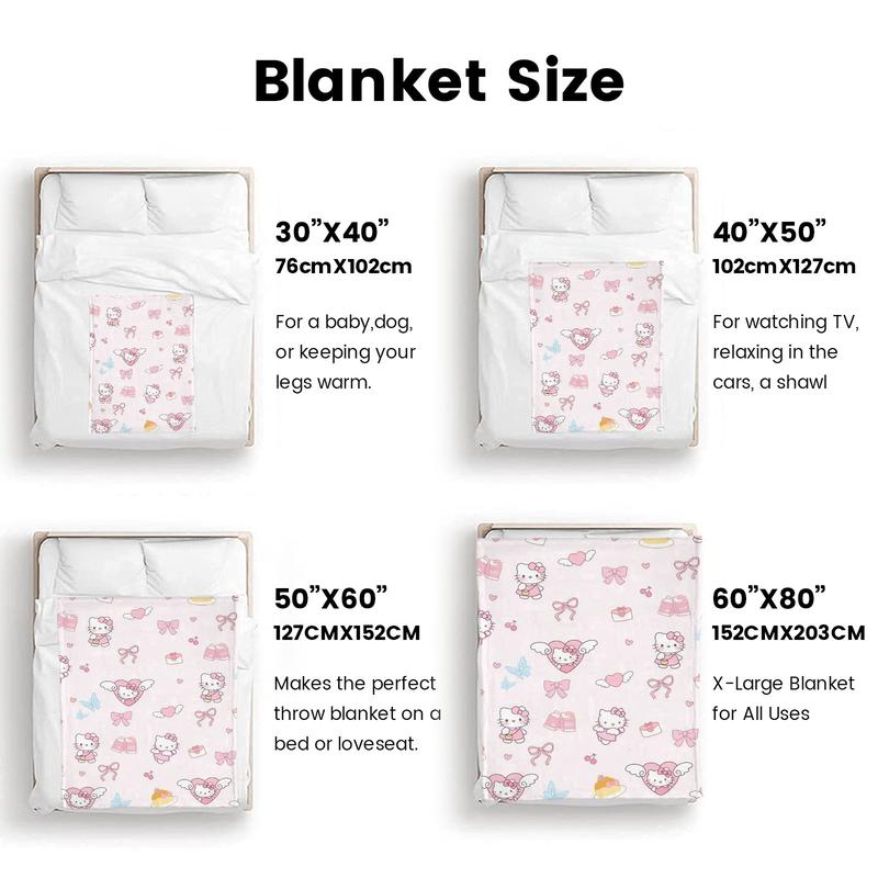 Sanrio Hello Kitty Pink Plush Blanket with Adorable Character Patterns and Sweet Designs for Cozy Comfort Ideal for Snuggling and Relaxing