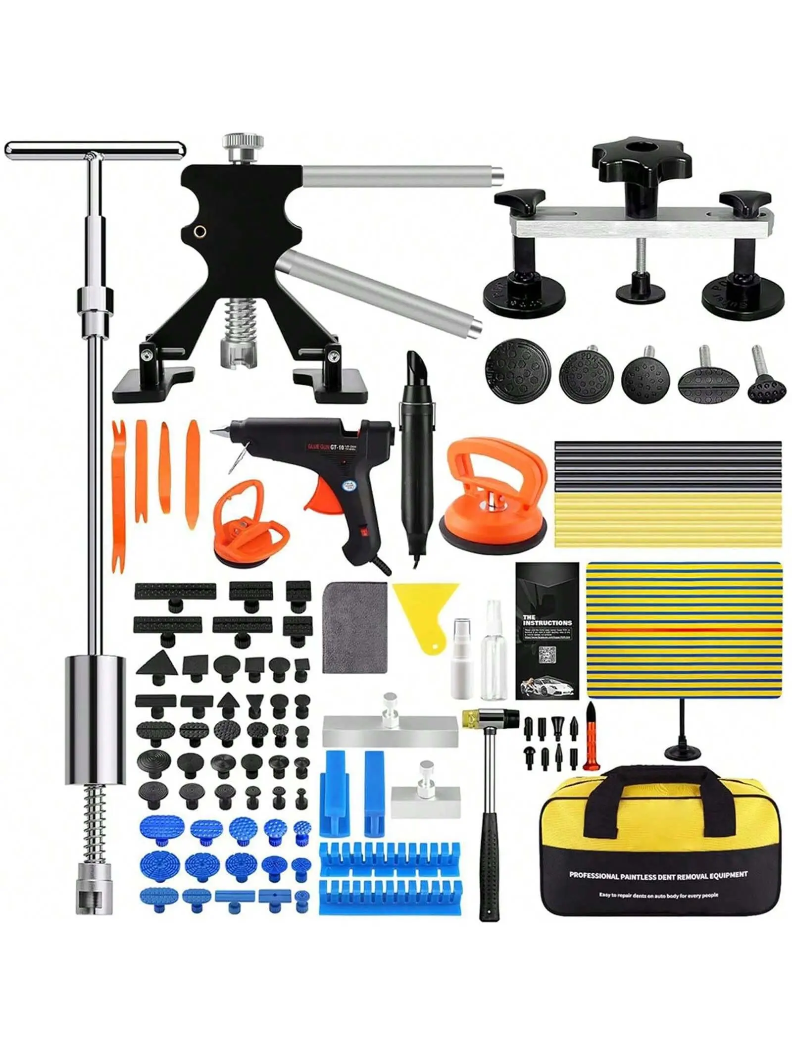 Gaomon Paintless Dent Repair Puller Kit – Car Dent Remover with Lifter, Bridge Puller, Rubber Hammer, T-Bar Suction Cup for Automotive Repair Tools, Paintless Dent Repair Machine