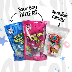 Blue Raz & Cotton Candy Pickle Kit + Swedish Candy Bundle