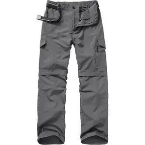 Mens Hiking Pants Quick Dry Lightweight Fishing Convertible Zip off Safari Trousers linlon