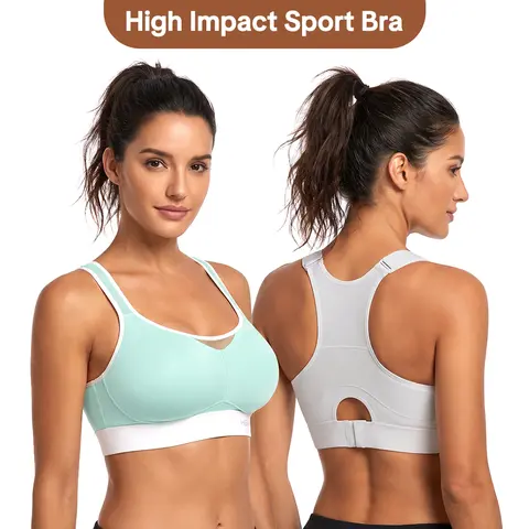 HSIA FlexCore Plus Size High Impact Wireless Fixed Molded Cups Full Coverage High Support Sports Bras for Women Racerback Workout Bra Breathable Advanced Moisture Wicking Fabric Mesh Back Bra Adjustable Padded Straps Gym Running Bra For Big Bust Women