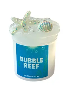 Glimmer Goo Bubble Reef - Clear Bead Slime with Seashell & Starfish Charms Fresh Ocean Scented Crystal Clear Slime Inspired by Ocean Waves