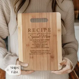 Mothers Gift Personalized Recipe for a Special Mom Custom Cutting Board Gift for Mom Mommy Birthday Mother's Day Christmas Gift from kids. Bamboo Chopping