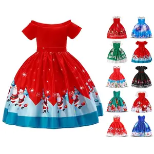 Green Kids Clothes 035 Girl Red Christmas Dress Santa Claus Ball Gown Children Cosplay Costume Fancy Carnival Party Princess Frock 2-10Y