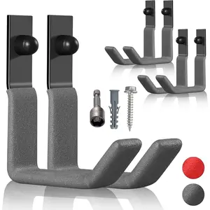 Garage Hooks for Hanging Heavy Duty, Ladder Hooks for Garage Wall Hanger, Metal J Utility Hooks, Shovel Holder Wall Mount Hooks, Garden Tool Organizer Storage for Helmet, Backpack-6Pack