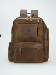GENMARKS Genuine Leather 15.6-inch Laptop Backpack, Large Capacity 40L, Unisex Travel, Business, and Hiking Daypack (Brown)