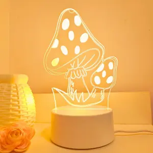 Modern Geometric Mushroom Effect 3D Night Light, USB Powered Switch Control, Soft Sleep Lamp for Bedroom Decor, Perfect Holiday Gift