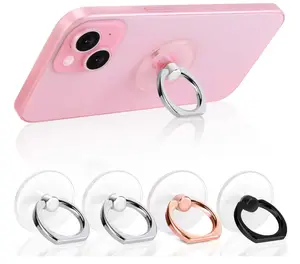 Cell Phone Ring Holder, Transparent Ring Holder 360°Rotation Finger Ring Stand, Clear Cell Phone Kickstand Compatible with Most of Phones, Tablet and Case, (2Silver+1Black+1Rose Gold)