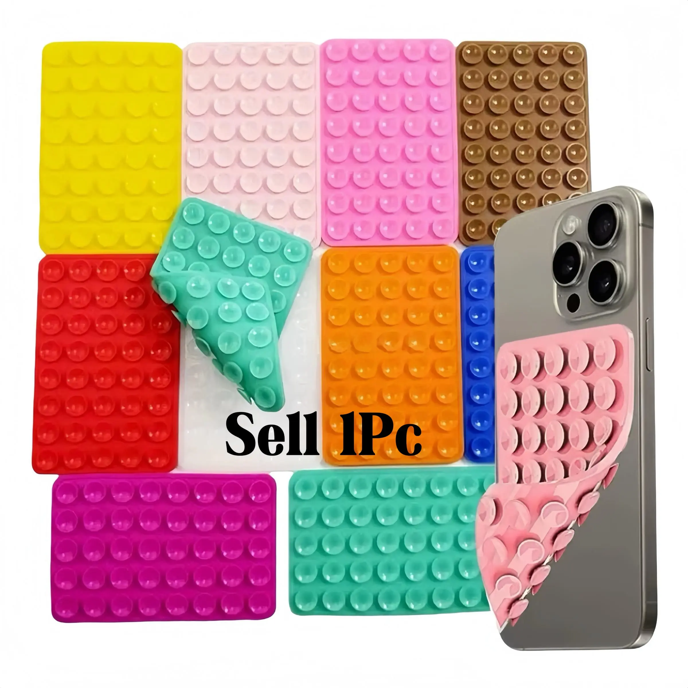 Large Version Two-Pack Strong Suction Silicone Phone Holder Stand, Dual-Sided Adjustable Mobile Phone Stand for Selfies and Videos