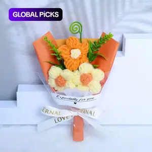 Knitted yarn, puffs, bouquets, fake flowers, simulated flowers, sunflowers, sunflowers, versatile souvenirs, mini bouquets, Decorative